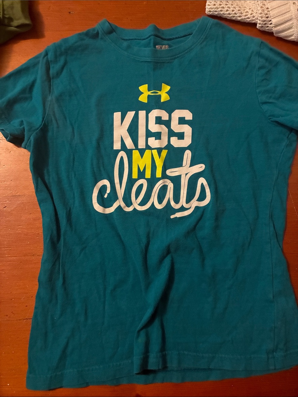 Under Armour Teal "Kiss My Cleats" Short Sleeve Tee